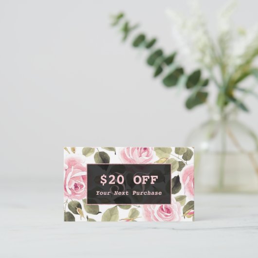 水モダン色フローラバラ金ゴールドメイクアップアーティスト 割引カード (スタンド正面)