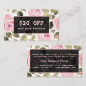 水モダン色フローラバラ金ゴールドメイクアップアーティスト 割引カード (正面/裏面)