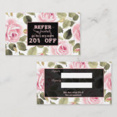 水モダン色フローラバラ金ゴールドメイクアップアーティスト 紹介カード (正面/裏面)