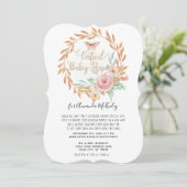 水モダン色フローラバラ金ゴールド仮想シャワー 招待状 (スタンド正面)