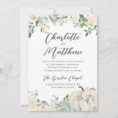 水モダン色フローラパンプキ結婚ン 招待状 (正面)