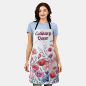 水モダン色フローラパーソナライズされたエプロン エプロン (着用した状態)