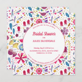 水モダン色フローラピンク紫 招待状 (正面/裏面)