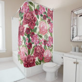 水モダン色フローラピンク赤い花 シャワーカーテン (インサイチュ)