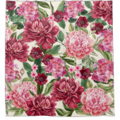 水モダン色フローラピンク赤い花 シャワーカーテン (正面)