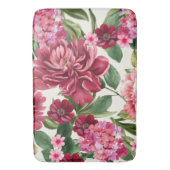 水モダン色フローラピンク赤い花 バスマット (正面縦)