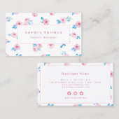 水モダン色フローラピンク青プロフェッショナル 名刺 (正面/裏面)