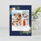 水モダン色フローラフォトクリスマスカード (スタンド正面)