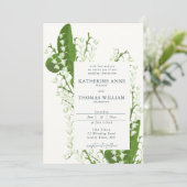 水モダン色フローラフレームリリーバレー結婚ズ 招待状 (スタンド正面)