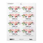 水モダン色フローラブライダルシャワーありがとう ラベル (フルシート)