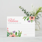 水モダン色フローラブライダルシャワーアドバイスカード アドバイスカード (スタンド正面)