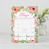 水モダン色フローラブライダルシャワービンゴゲーム 招待状 (スタンド正面)