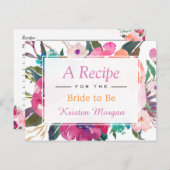 水モダン色フローラブライダルシャワーレシピ ポストカード (正面/裏面)