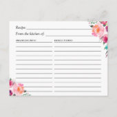 水モダン色フローラブライダルシャワーレシピ ポストカード (裏面)