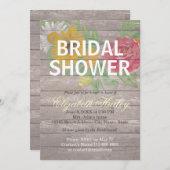 水モダン色フローラブライダルシャワー招待状 招待状 (正面/裏面)