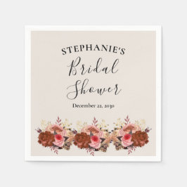 水モダン色フローラブライダルシャワー スタンダードカクテルナプキン