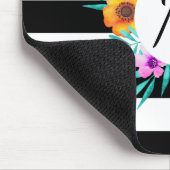 水モダン色フローラブラックストライプモノグラム マウスパッド (コーナー)