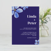 水モダン色フローラブルー結婚ズ 招待状 (スタンド正面)