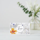 水モダン色フローラブルー/金ゴールドID568 名刺 (スタンド正面)