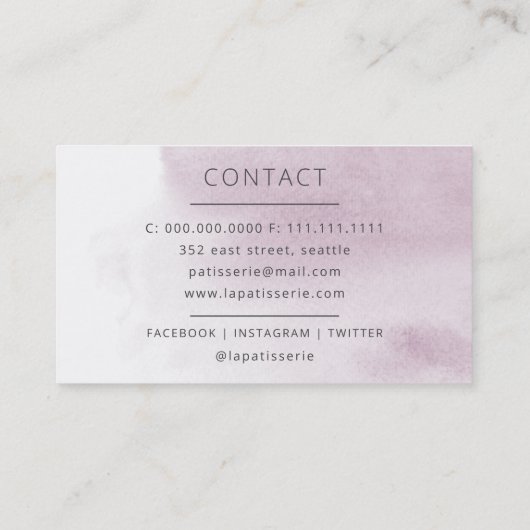 水モダン色フローラベーカリーパティシエ 名刺 (裏面)