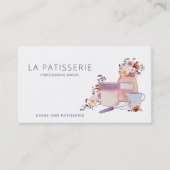 水モダン色フローラベーカリーパティシエ 名刺 (正面)