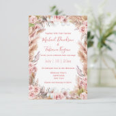 水モダン色フローラボホパンパ結婚スグラス 招待状 (スタンド正面)