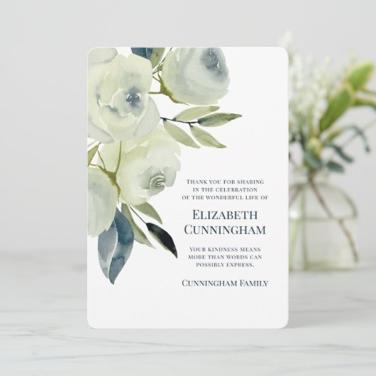 水モダン色フローラメモリアルサンキューカード サンキューカード (スタンド正面)