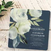 水モダン色フローラメモリアル 招待状