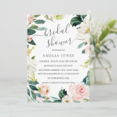 水モダン色フローラリースブライダルシャワー 招待状 (スタンド正面)