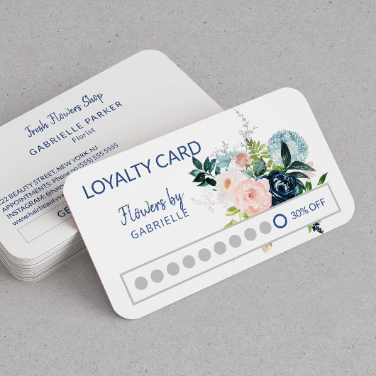 水モダン色フローラロイヤリティ 名刺