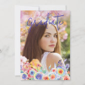 水モダン色フローラ写真卒業 案内状 (正面)