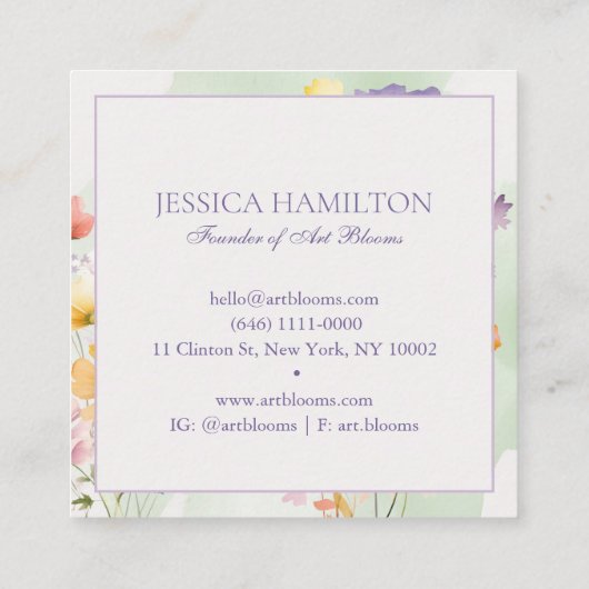 水モダン色フローラ名刺 スクエア名刺 (裏面)