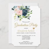 水モダン色フローラ夏PHOTO卒業 招待状 (正面)