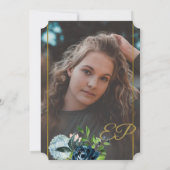 水モダン色フローラ夏PHOTO卒業 招待状 (裏面)