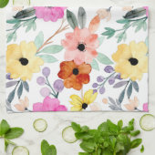 水モダン色フローラ植物花を投げる キッチンタオル (折り畳み)