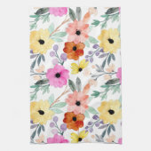 水モダン色フローラ植物花を投げる キッチンタオル (縦)