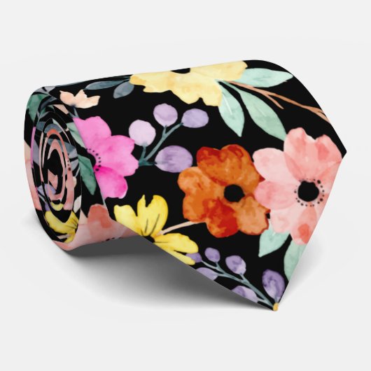 水モダン色フローラ植物花ネックT ネクタイ (ロール)