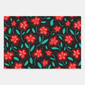 水モダン色フローラ植物花ラッピ ラッピングペーパーシート (正面3)