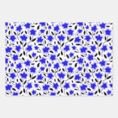 水モダン色フローラ植物花ラップ ラッピングペーパーシート (正面3)