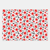 水モダン色フローラ植物花ラップ ラッピングペーパーシート (正面)