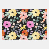 水モダン色フローラ植物花 ラッピングペーパーシート (正面)