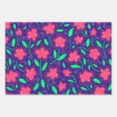 水モダン色フローラ植物花 ラッピングペーパーシート (正面3)