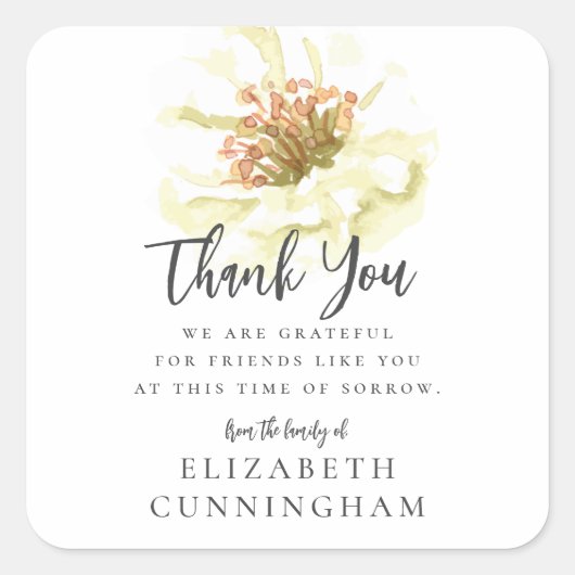 水モダン色フローラ植物記念感謝してい スクエアシール (正面)