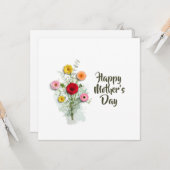 水モダン色フローラ母の日パーソナライズされた カード (正面/裏面インサイチュ)