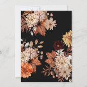 水モダン色フローラ秋の結婚式ブラック 招待状 (裏面)