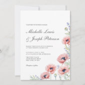 水モダン色フローラ結婚式招待状カード 招待状 (正面)