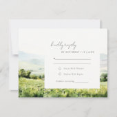 水モダン色ブドウ園結婚風景 出欠カード (正面)