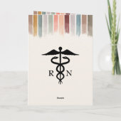 水モダン色ブラシストロークナース卒業  カード (裏面)