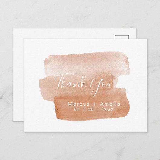 水モダン色ブラシストロークミニマリストありがとう ポストカード (正面/裏面)