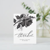 水モダン色ブラックバラ結婚ズサンキュー ポストカード (スタンド正面)